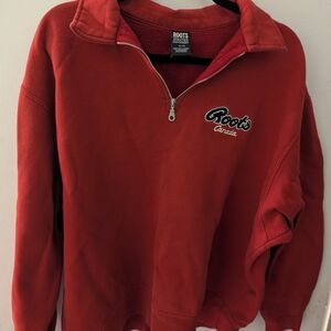 Vintage Roots Athletic Sweatshirt 1/4 Zip Women's Mens XL Canada Red 90s
